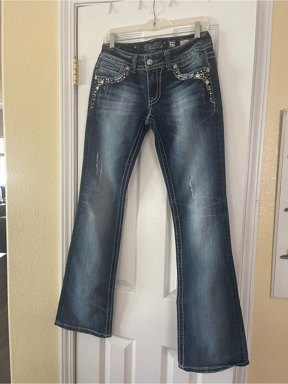 Miss Me Dark Blue Rhinestone Flare Jeans